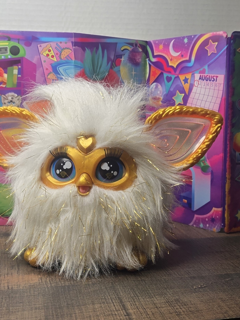 Furby Gold Glam White with Gold Tinsel Interactive Toy & Original Box 2023